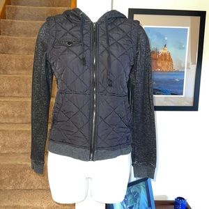 Hurley black sweater nylon hood jacket size extra small good used condition